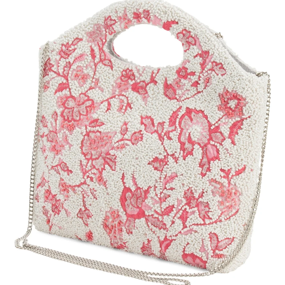 Beaded Floral Clutch Handbag